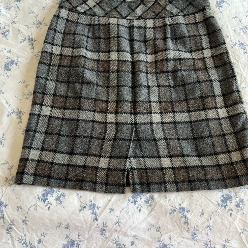 L.L. Bean Gray Plaid Mini Skirt
